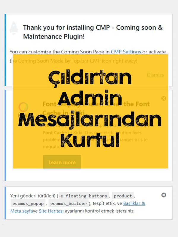 WordPress Admin Panel Mesajlarını Engelleme